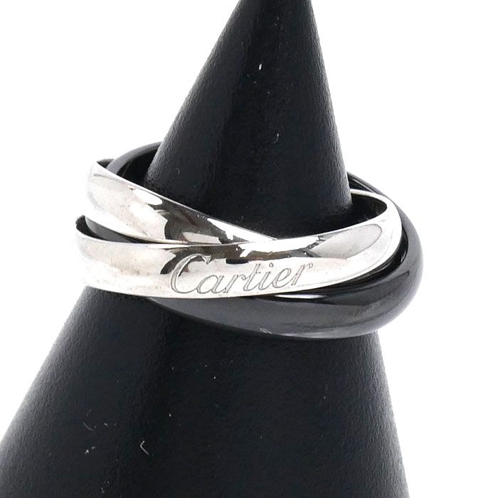 Cartier 18k White Gold Ceramic Trinity Ring