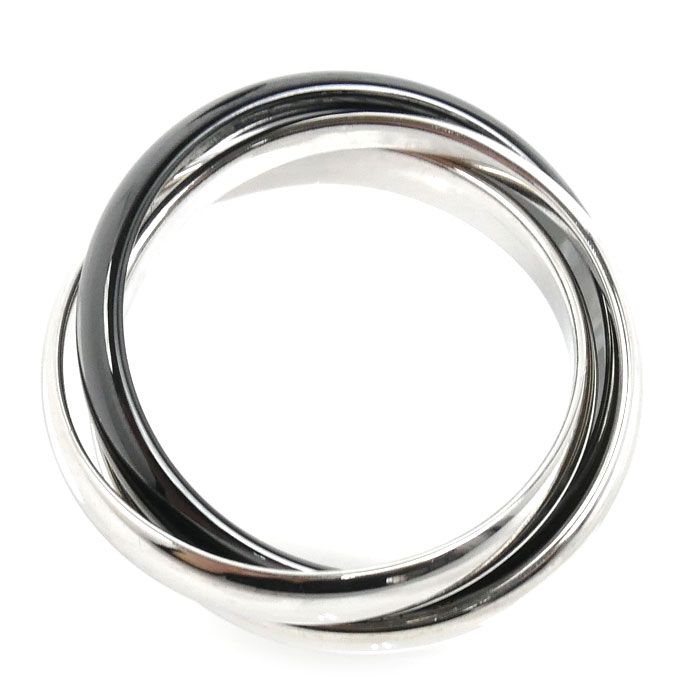 Cartier 18k White Gold Ceramic Trinity Ring — view 3