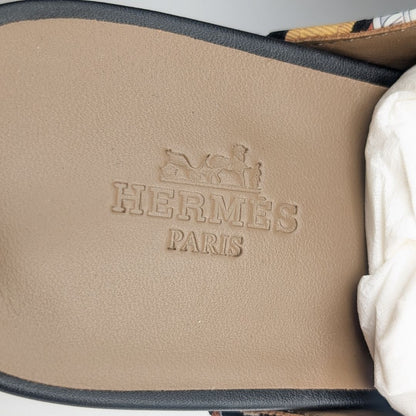 Hermes Carlotta Kelly Wood Sole Sandals Multicolor — view 8