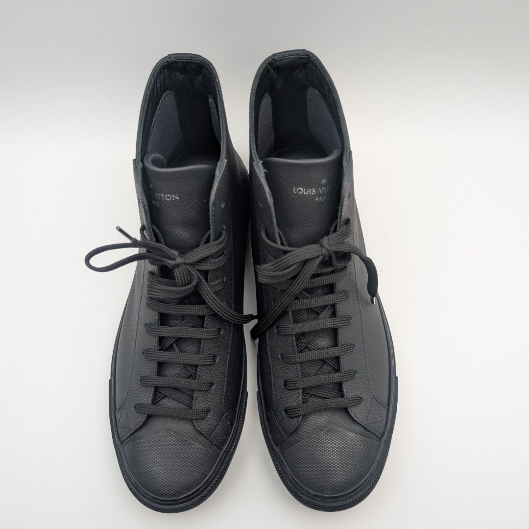 Louis Vuitton Tattoo Line High Cut Sneakers Leather Black Rainbow Shoes — view 6