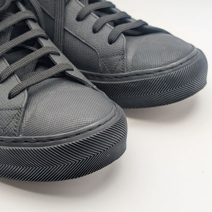 Louis Vuitton Tattoo Line High Cut Sneakers Leather Black Rainbow Shoes — view 9