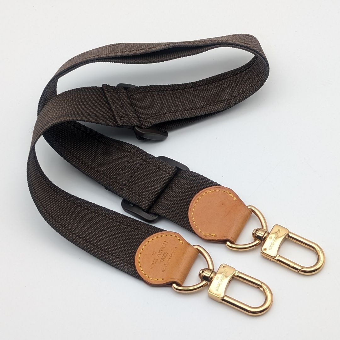 Louis Vuitton Shoulder Strap Leather Nylon Adjustable Gold Satellite