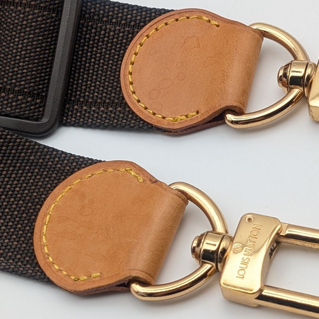 Louis Vuitton Shoulder Strap Leather Nylon Adjustable Gold Satellite — view 3