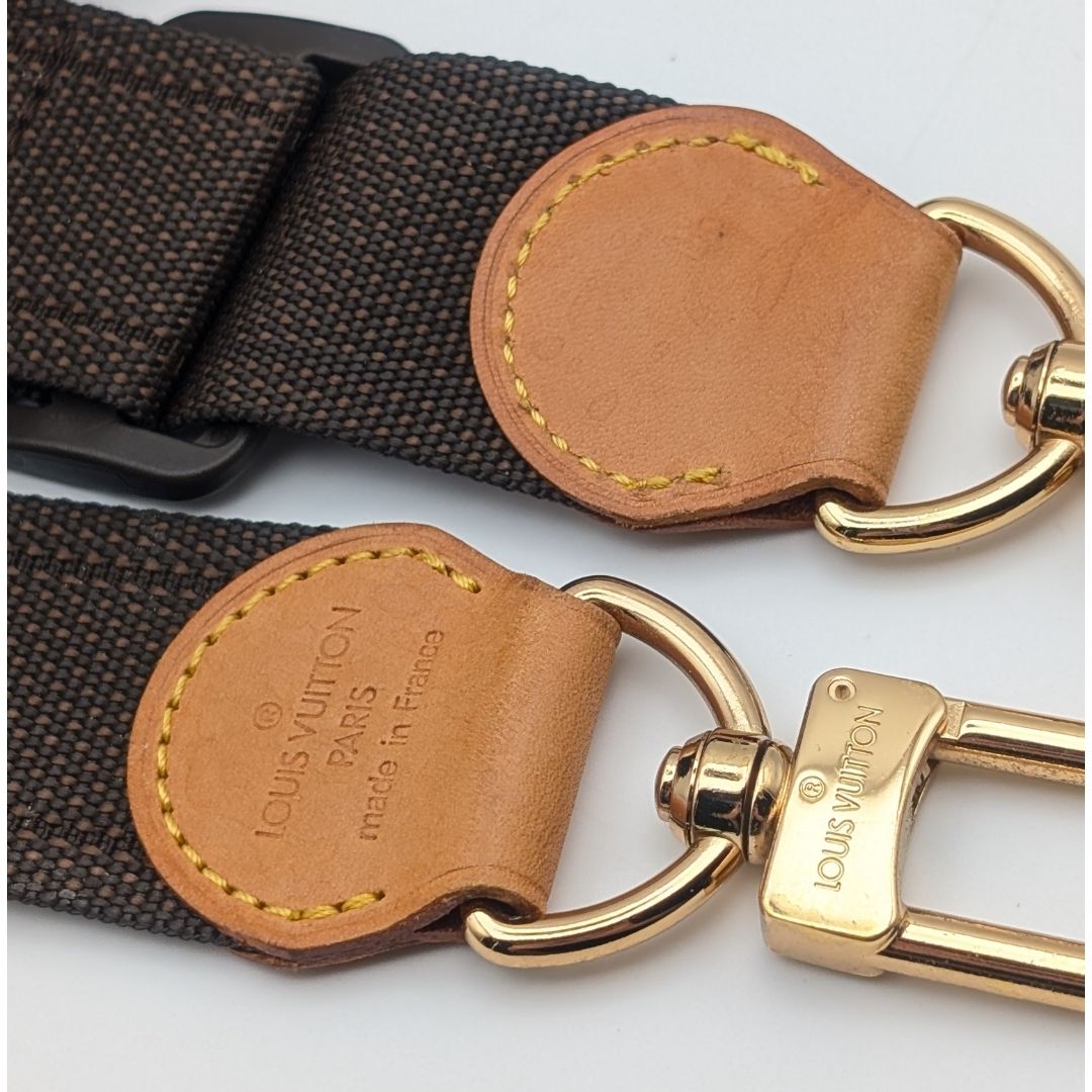 Louis Vuitton Shoulder Strap Leather Nylon Adjustable Gold Satellite — view 2
