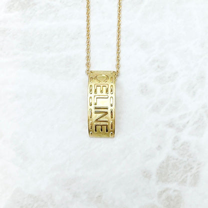 Celine Logo Taku Yellow Gold Necklace 42 cm — view 3