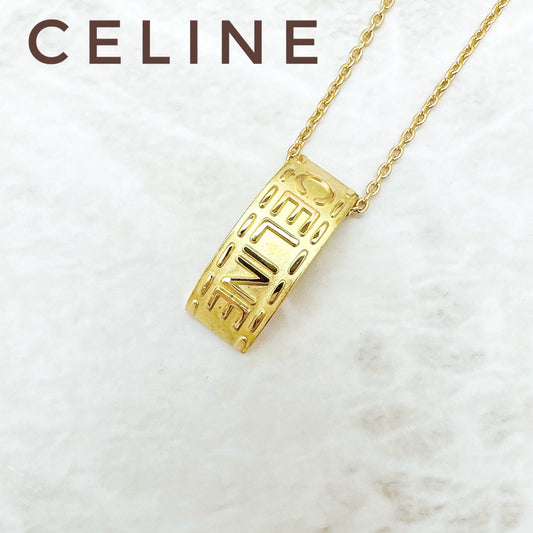 Celine Logo Taku Yellow Gold Necklace 42 cm