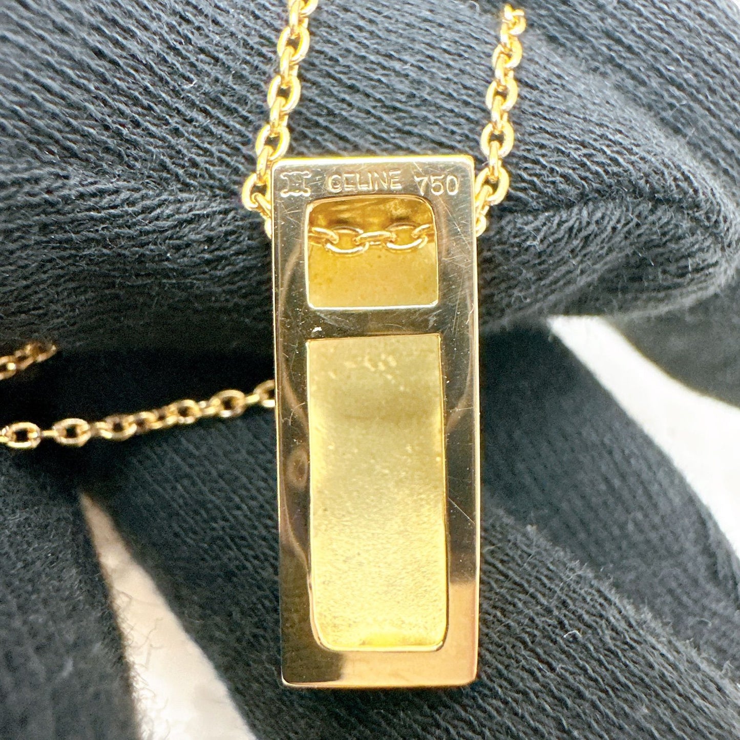 Celine Logo Taku Yellow Gold Necklace 42 cm — view 7
