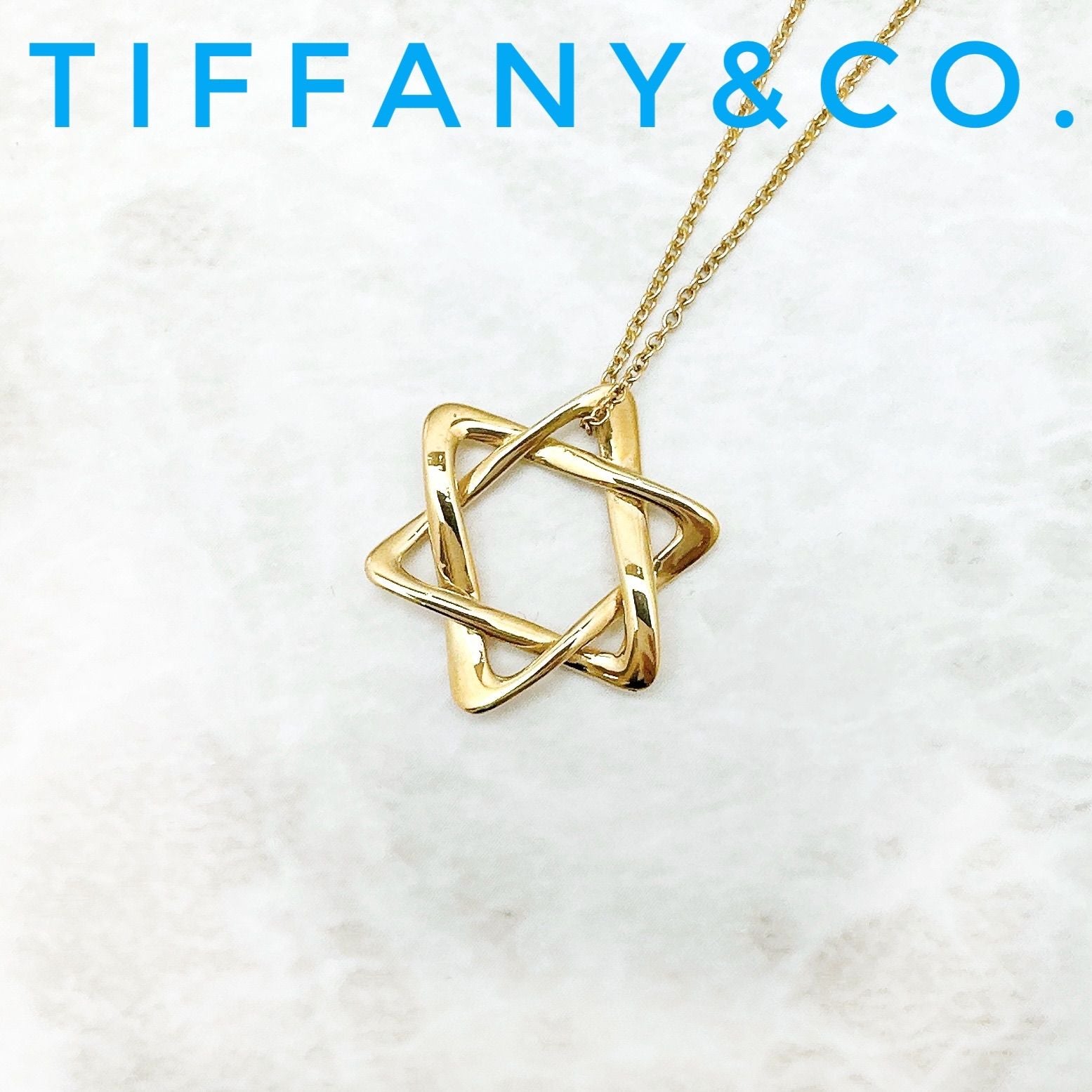 Tiffany & Co Star of David Yellow Gold Necklace 61 cm