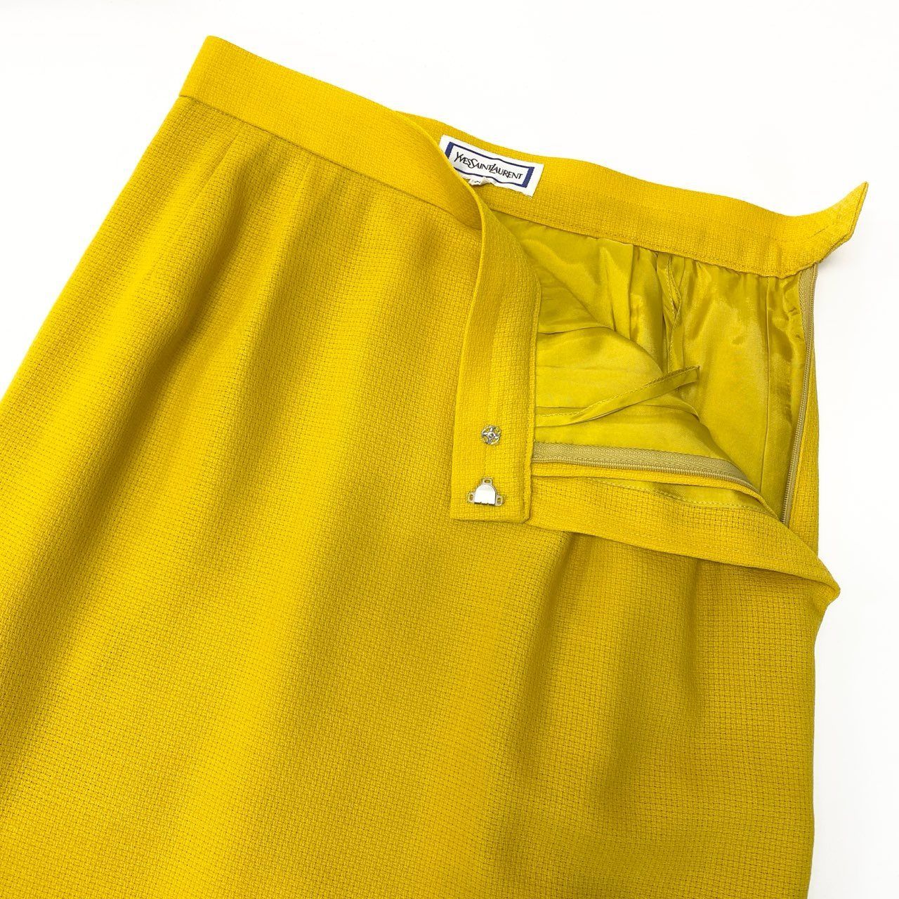 Saint Laurent Vintage YSL Set Skirt Jacket Trim Cooarless Suit S Yellow Black — view 9