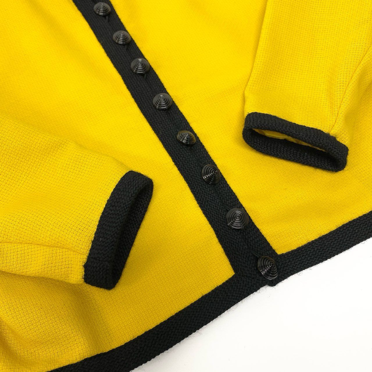 Saint Laurent Vintage YSL Set Skirt Jacket Trim Cooarless Suit S Yellow Black — view 7