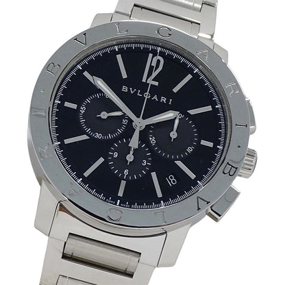 Bvlgari Watch Chronograph Automatic Winding at Stainless Steel Silver Black
