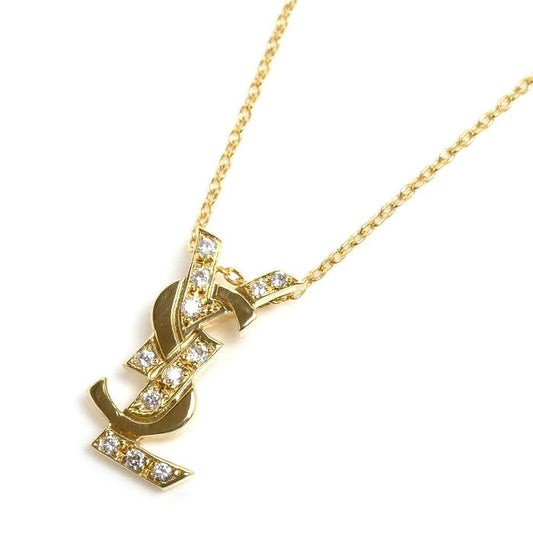 Saint Laurent 18k Yellow Gold Necklace Diamond 40 cm
