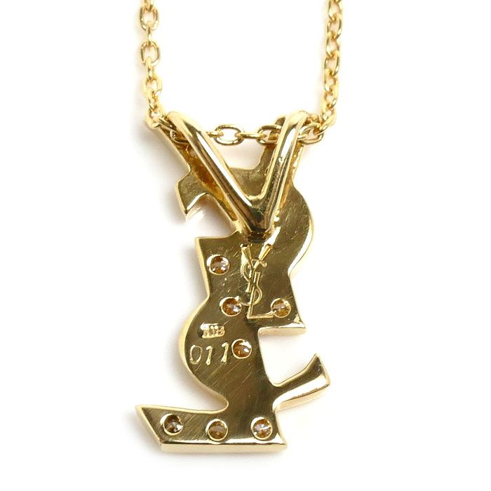 Saint Laurent 18k Yellow Gold Necklace Diamond 40 cm — view 3