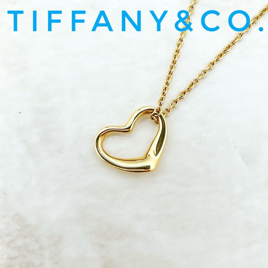 Tiffany & Co Open Heart Yellow Gold Necklace 42 cm