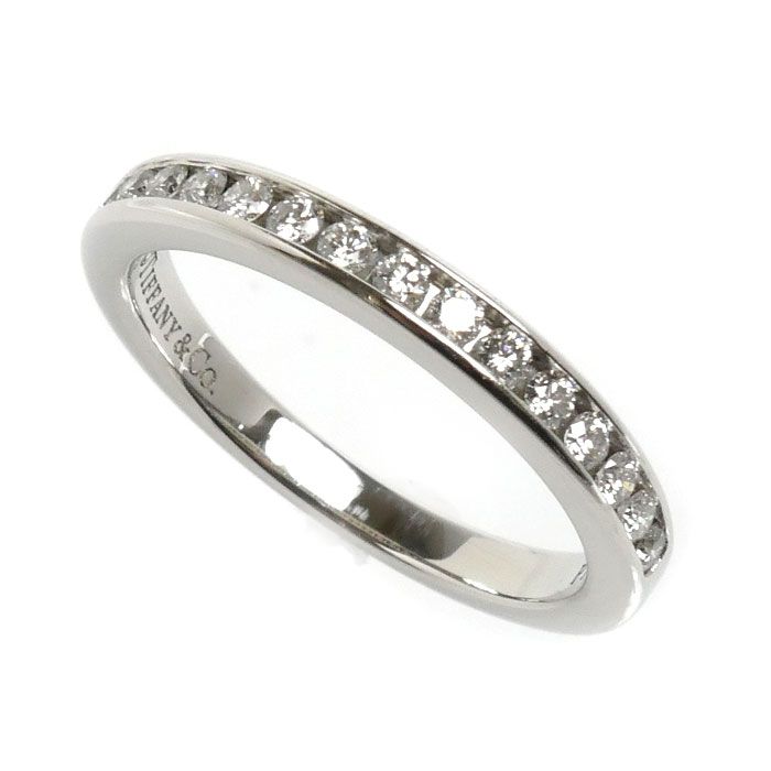 Tiffany & Co Platinum Half Circle Channel Setting Ring Diamond