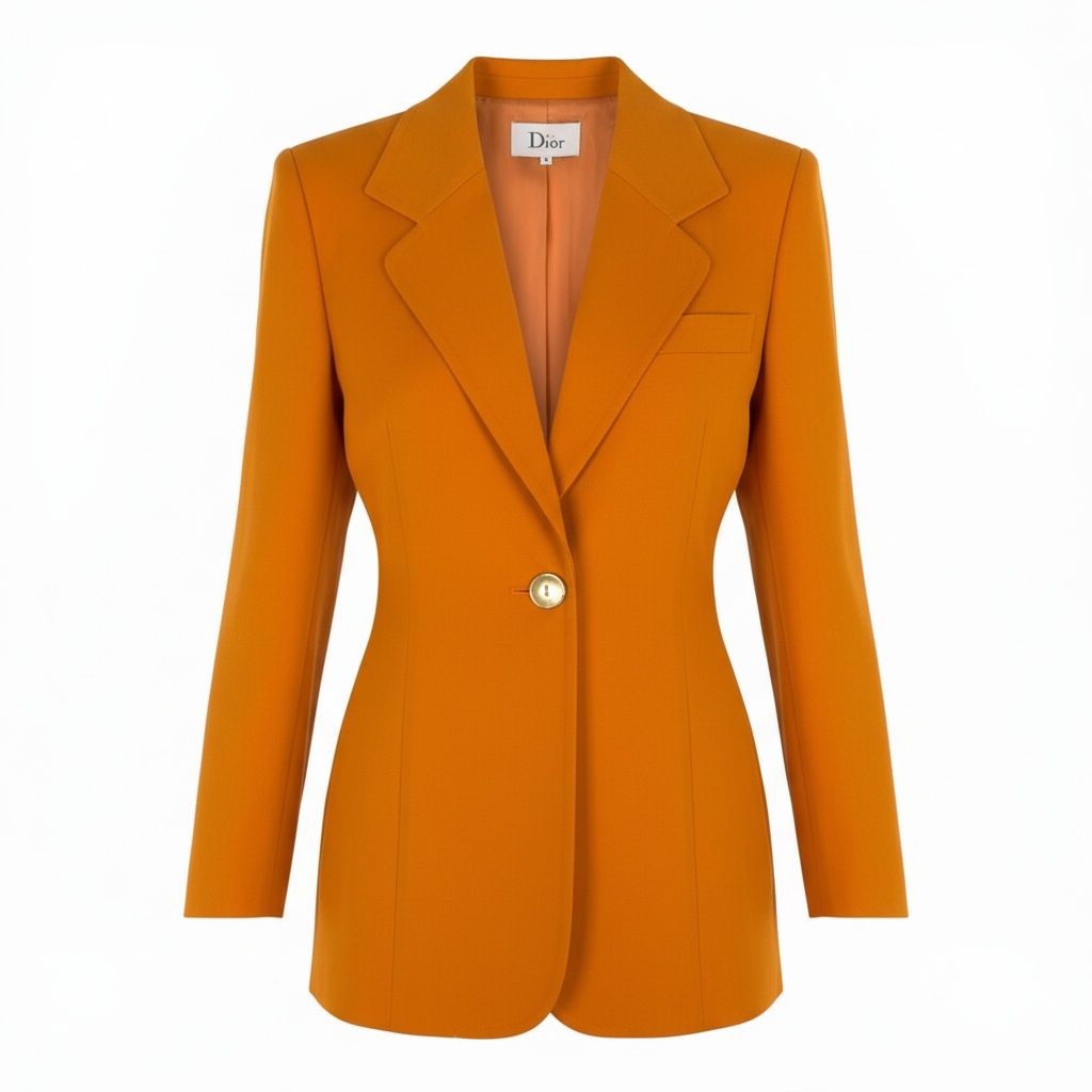Dior Miss Terra Jacket Blazer Gold Button M Orange