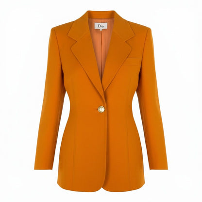 Dior Miss Terra Jacket Blazer Gold Button M Orange