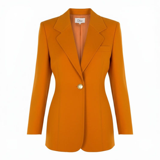 Dior Miss Terra Jacket Blazer Gold Button M Orange