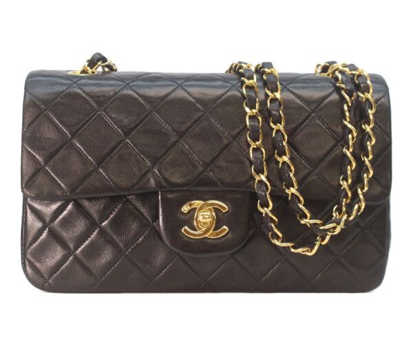 Chanel Black Lamb Gold Double Flap Quilted 23