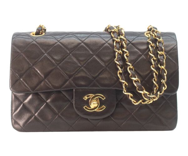 Chanel Black Lamb Gold Double Flap Quilted 23