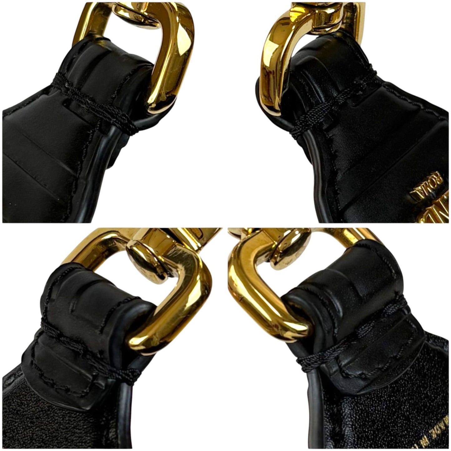 Fendi Strap Mini FF Zucca Pattern All Black Leather Shoulder — view 6
