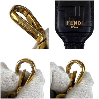 Fendi Strap Mini FF Zucca Pattern All Black Leather Shoulder — view 8