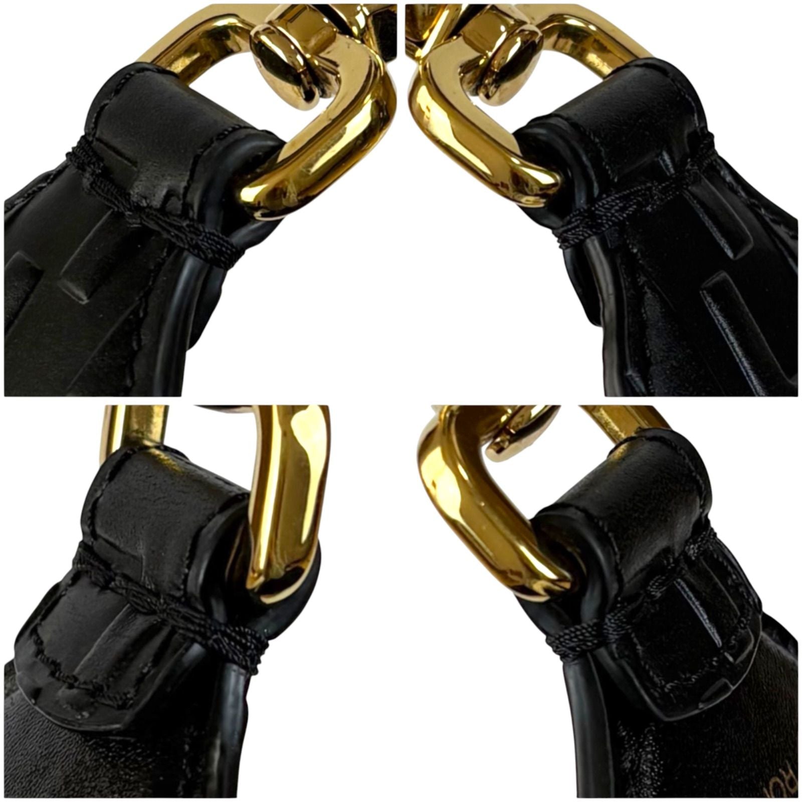 Fendi Strap Mini FF Zucca Pattern All Black Leather Shoulder — view 5