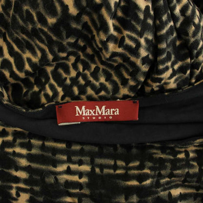 Max Mara Studio Dress Long 3/4 Sleeve All Over Pattern L Brown Black YM — view 5