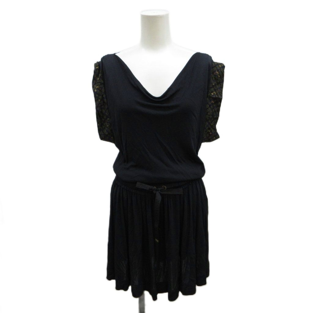 Louis Vuitton Dress XS Black Short Sleeve French Pickaxe Budle Puneck Monogram