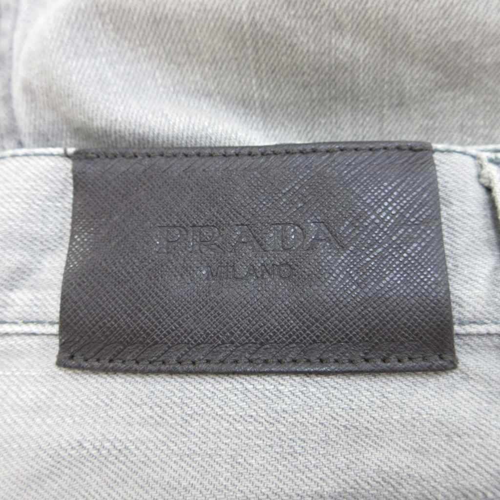 Prada Denim Jeans 29 Light Gray Straight Full Length Button Fly Distressed PP — view 7