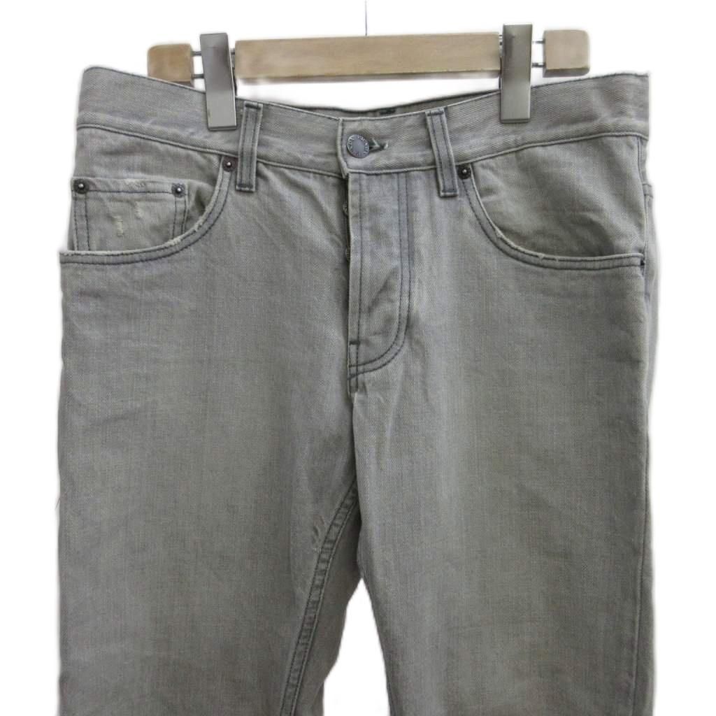 Prada Denim Jeans 29 Light Gray Straight Full Length Button Fly Distressed PP — view 3