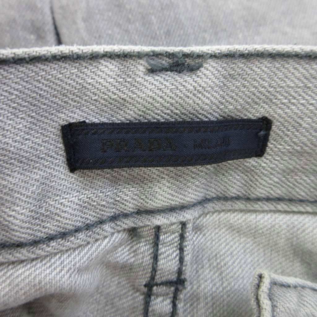 Prada Denim Jeans 29 Light Gray Straight Full Length Button Fly Distressed PP — view 5