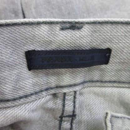 Prada Denim Jeans 29 Light Gray Straight Full Length Button Fly Distressed PP — view 5