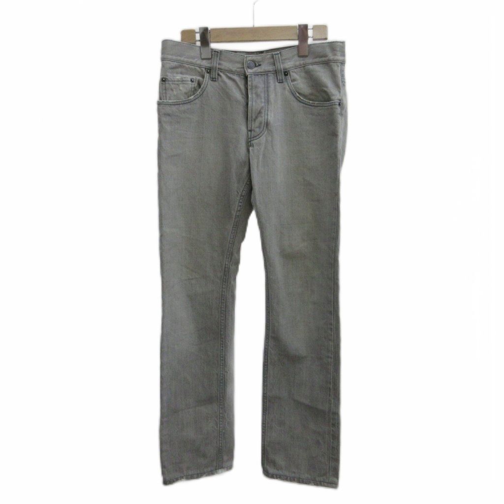 Prada Denim Jeans 29 Light Gray Straight Full Length Button Fly Distressed PP