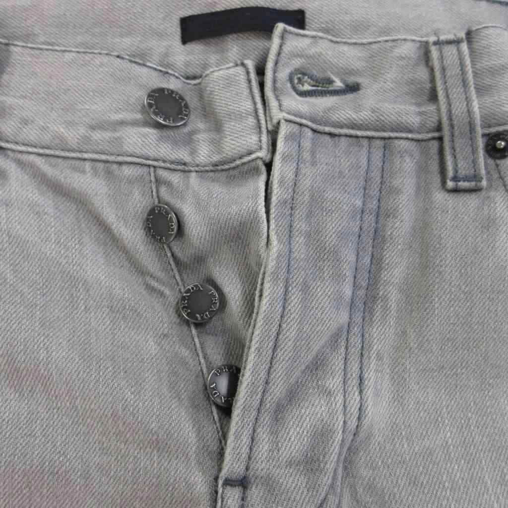 Prada Denim Jeans 29 Light Gray Straight Full Length Button Fly Distressed PP — view 8