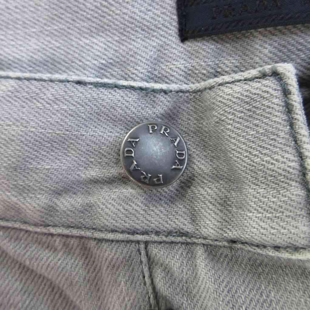 Prada Denim Jeans 29 Light Gray Straight Full Length Button Fly Distressed PP — view 9