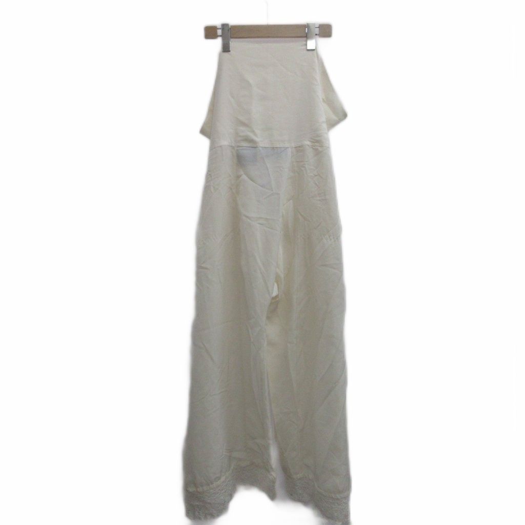 Loewe Paula s Ibiza Wide Pants Silk 34 White Hem Lace Waist Ribbon Full Length — view 2