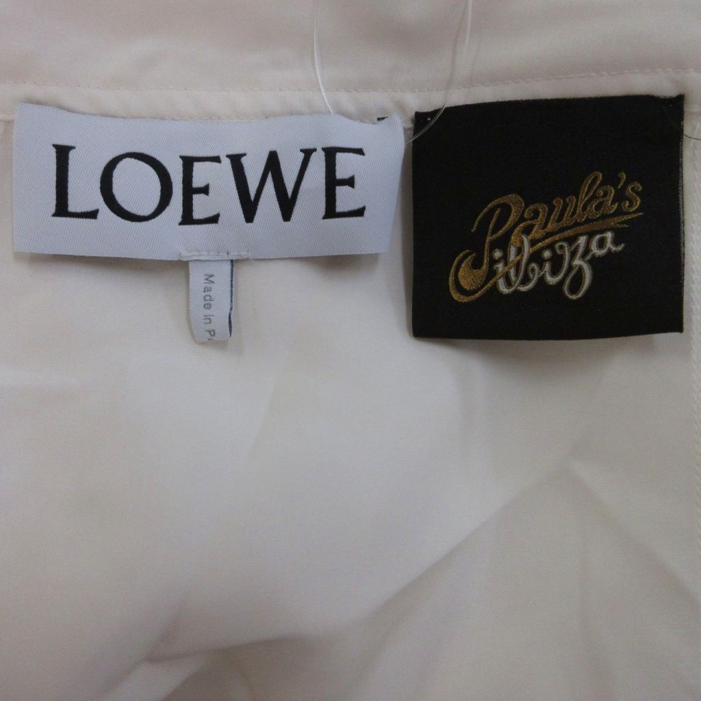 Loewe Paula s Ibiza Wide Pants Silk 34 White Hem Lace Waist Ribbon Full Length — view 3