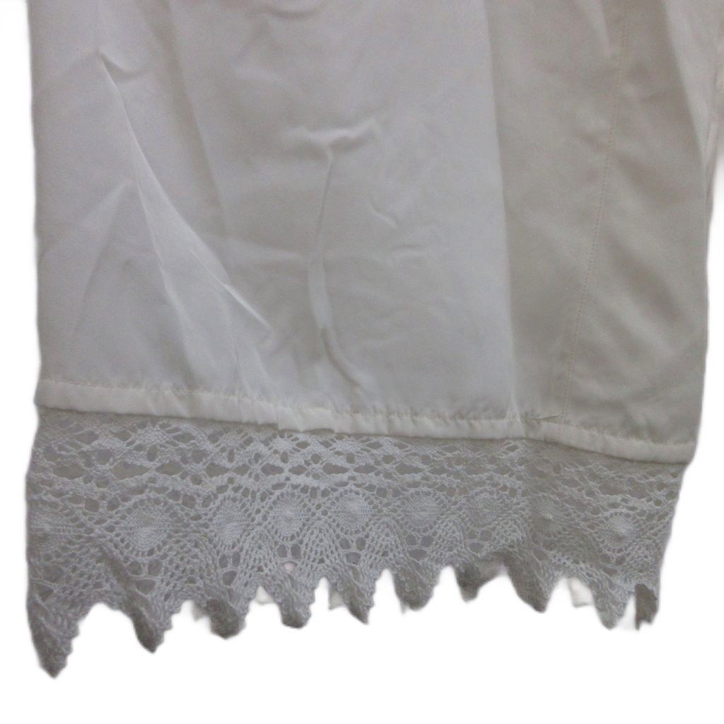 Loewe Paula s Ibiza Wide Pants Silk 34 White Hem Lace Waist Ribbon Full Length — view 5