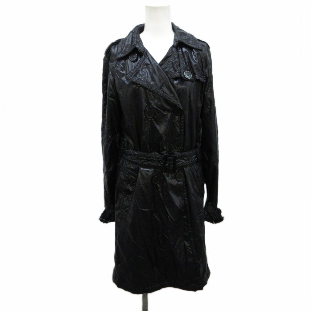 Moncler Montcles Trench Coat Nylon 0 Black Double Breasted Long Sleeve