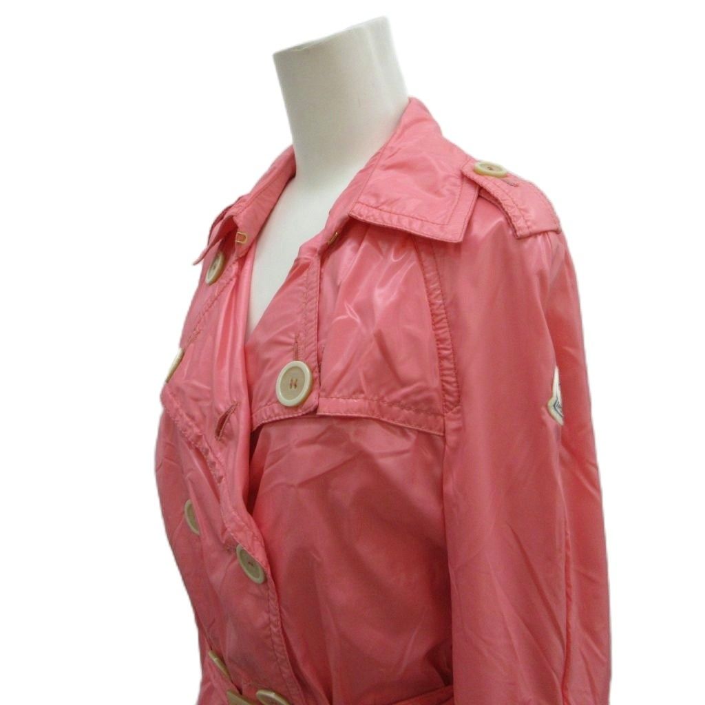 Moncler Montcles Trench Coat Nylon 00 Pink Double Breasted Long Sleeve — view 4