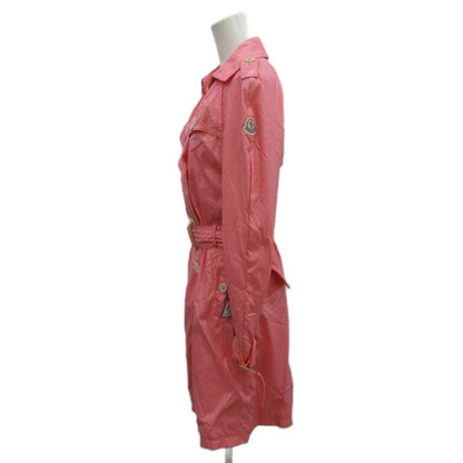 Moncler Montcles Trench Coat Nylon 00 Pink Double Breasted Long Sleeve