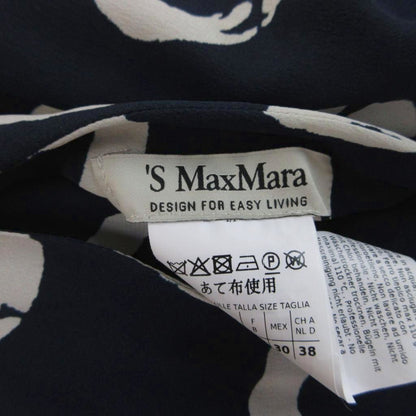 Max Mara S 'S Dress Silk 42 Navy White Reversible Sleeveless All Over Knee — view 5