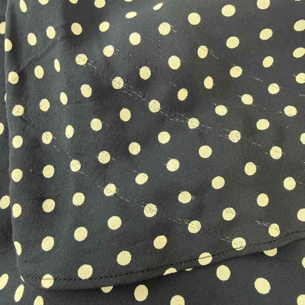 Celine Skirt Silk 40 Navy White Dot Pattern Long Length PP — view 7