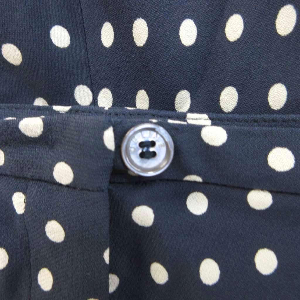 Celine Skirt Silk 40 Navy White Dot Pattern Long Length PP — view 4