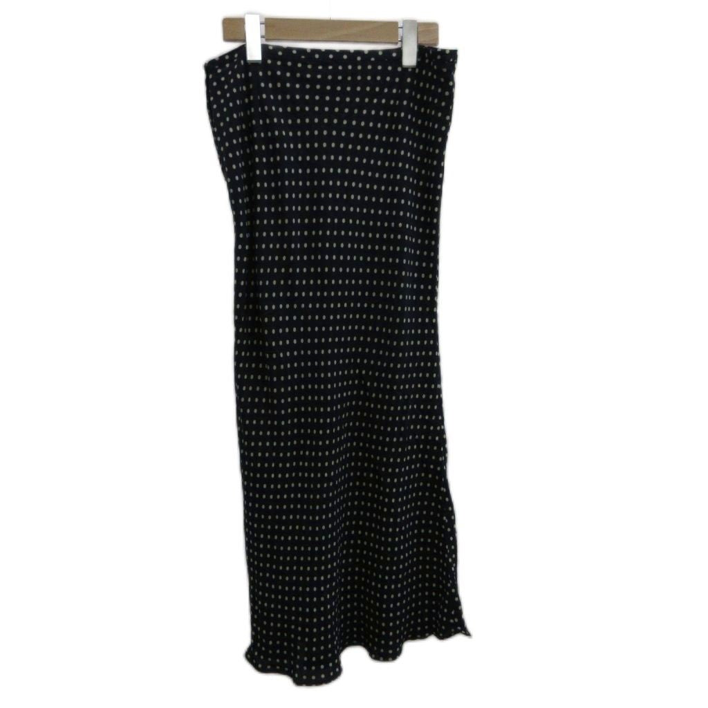 Celine Skirt Silk 40 Navy White Dot Pattern Long Length PP — view 2
