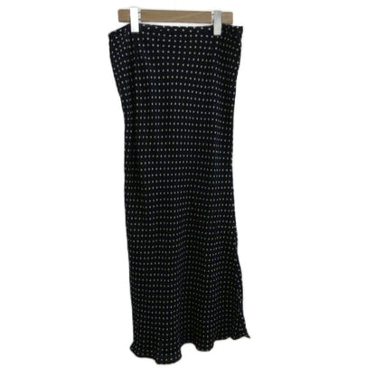 Celine Skirt Silk 40 Navy White Dot Pattern Long Length PP — view 2