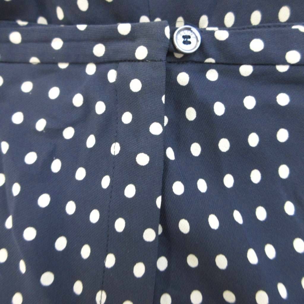 Celine Skirt Silk 40 Navy White Dot Pattern Long Length PP — view 5