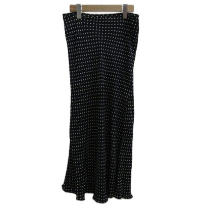 Celine Skirt Silk 40 Navy White Dot Pattern Long Length PP