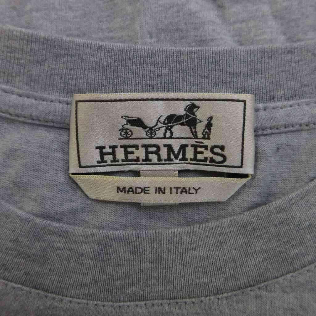 Hermes Chevaux en Symetrie T-Shirt S Gray Short Sleeve Lambskin Round Neck — view 3